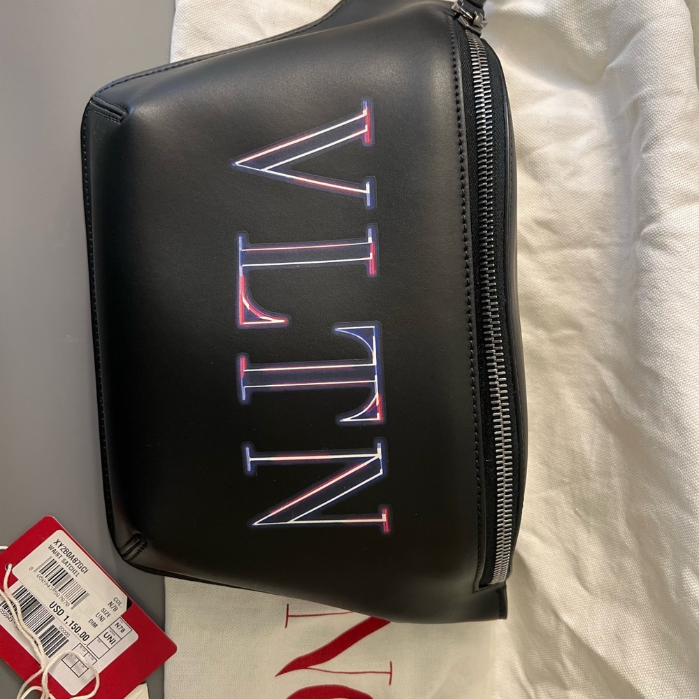Valentino Garavani Black Belt Bag with Multicolor Logo